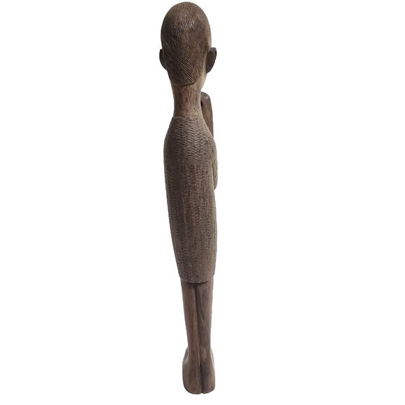 Vintage 12.5" Tall Handcarved Wooden African Tribal Standing Man Figure GUC - Picture 8 of 11